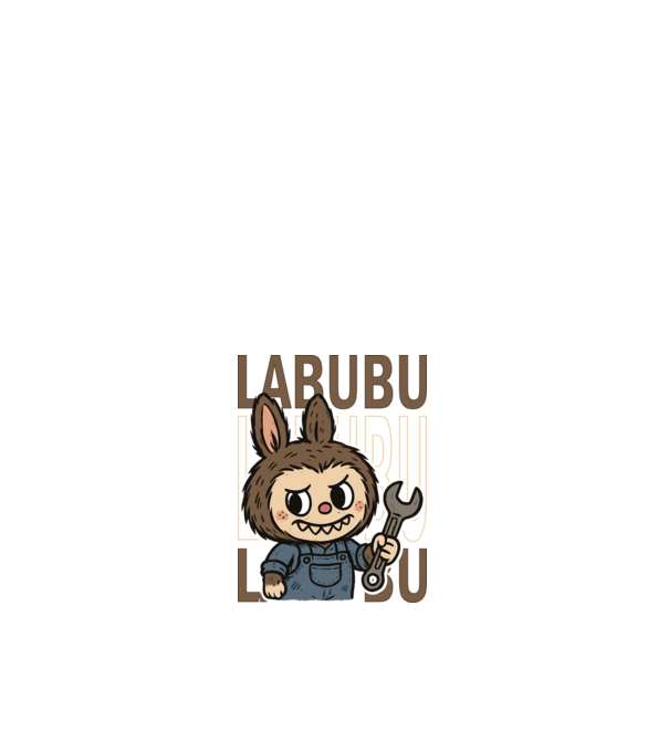 Szerelős labubu minta fehér pólón