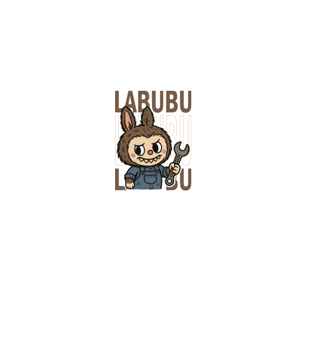 Szerelős labubu minta fehér pólón