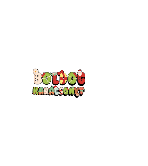 Boldog Karácsonyt aranyos betükkel minta piros pólón