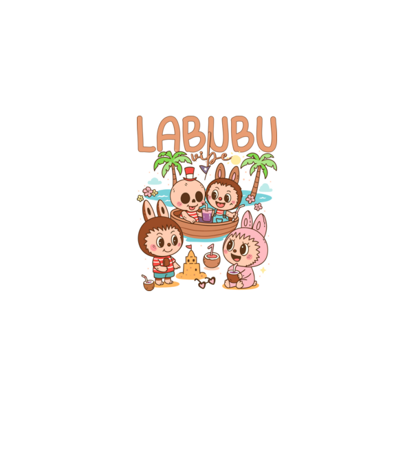 Labubu vibe minta világos rózsaszín pólón