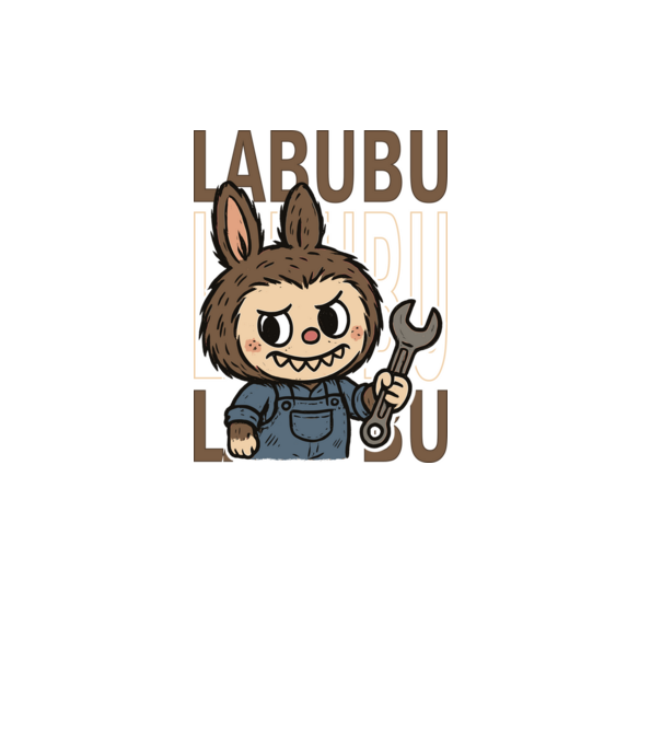 Szerelős labubu minta fehér pólón