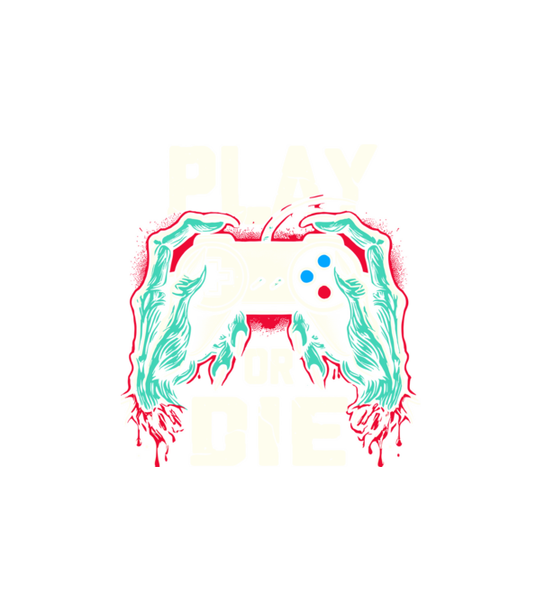 Play or die minta fehér pólón