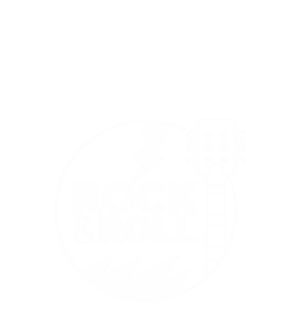 Rock 'n' roll (fehér) minta fekete pólón