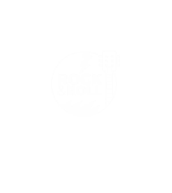 Rock 'n' roll (fehér) minta fekete pólón
