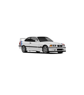 BMW e36 M3 minta fehér pólón