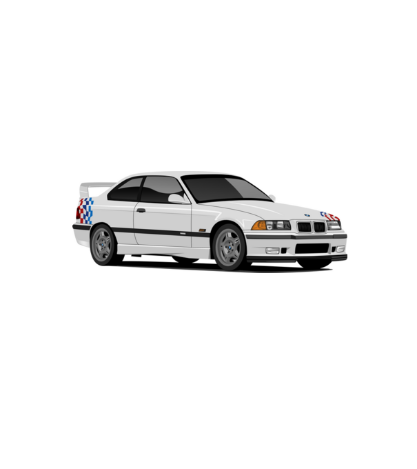 BMW e36 M3 minta fehér/piros pólón