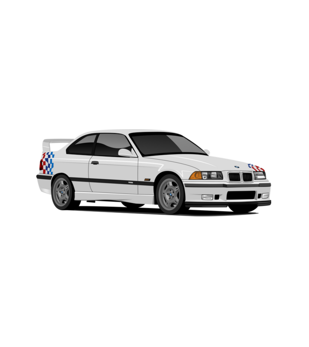 BMW e36 M3 minta fehér pólón