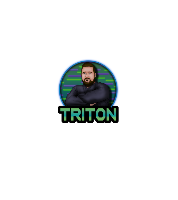 Triton Merch minta szürke pólón