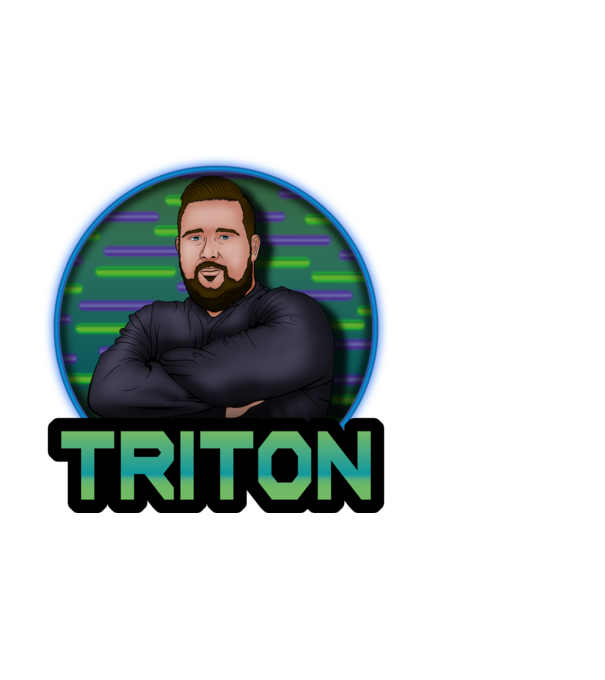 Triton Merch minta fekete pólón