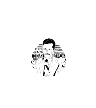 József Attila minta fekete pólón