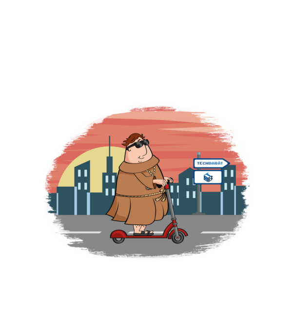 TechBarát E-Roller minta fehér pólón