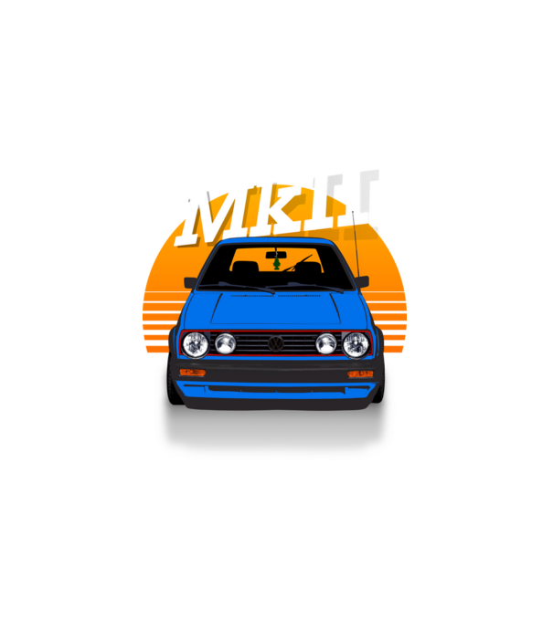 GOLF MKII kék minta fehér pólón