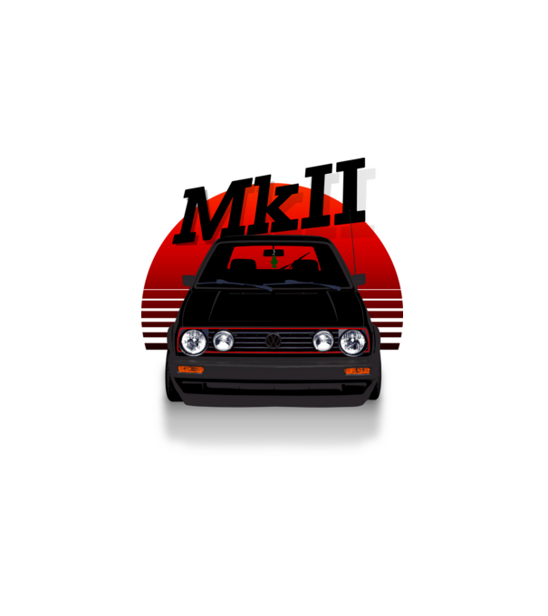 GOLF MKII fekete minta fehér pólón