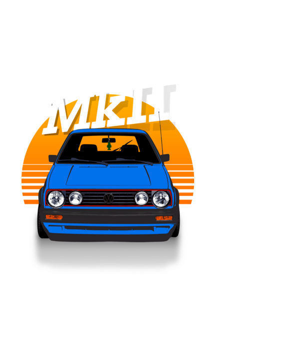 GOLF MKII kék minta fekete pólón