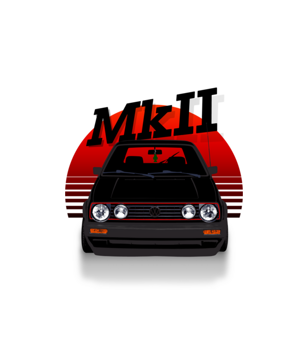 GOLF MKII fekete minta fehér pólón