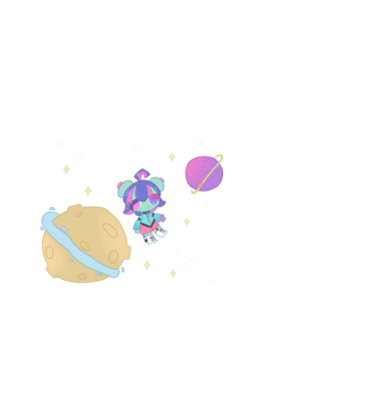 Űrlény űrben ⊹˚. ♡ minta fehér pólón