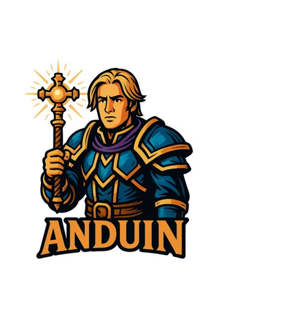 Anduin Wrynn minta világoskék pólón