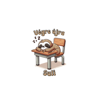 Végre újra suli - Lajhár minta fehér pólón