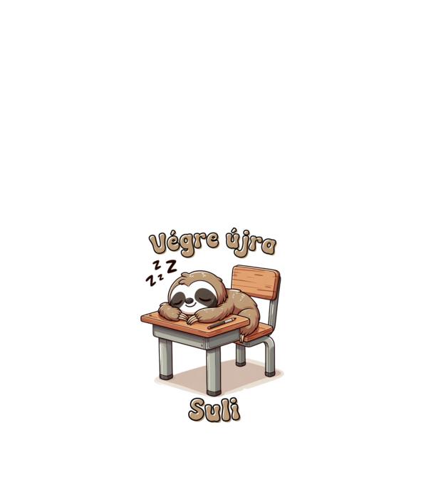 Végre újra suli - Lajhár minta fehér pólón