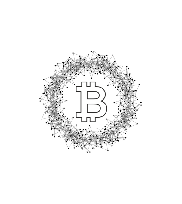 Bitcoin minta fehér pólón