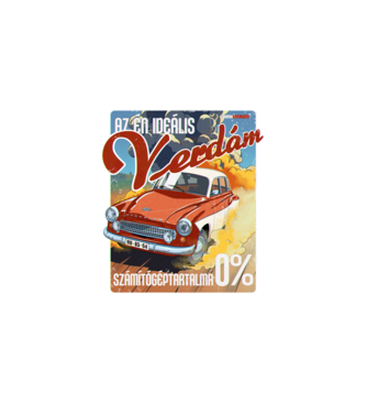 Oldtimer Wartburg minta fehér pólón