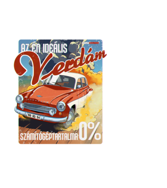 Oldtimer Wartburg minta fehér pólón