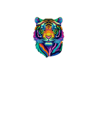 Színes Tigris minta fekete pólón