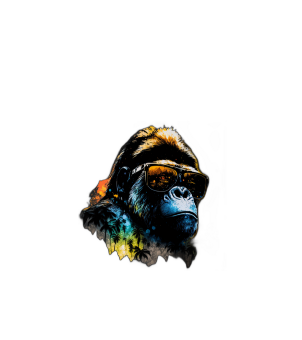 Menő Gorilla minta fekete pólón