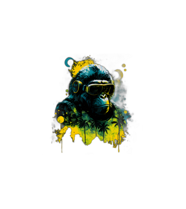 Retro Gorilla minta fehér pólón