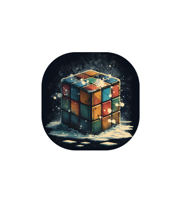 Téli Rubik Kocka minta fehér pólón