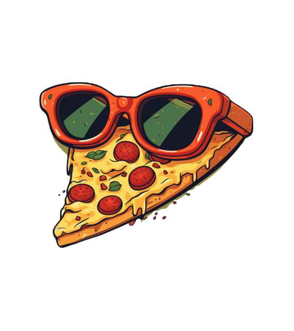 Menő Napszemcsis Pizza minta fehér pólón