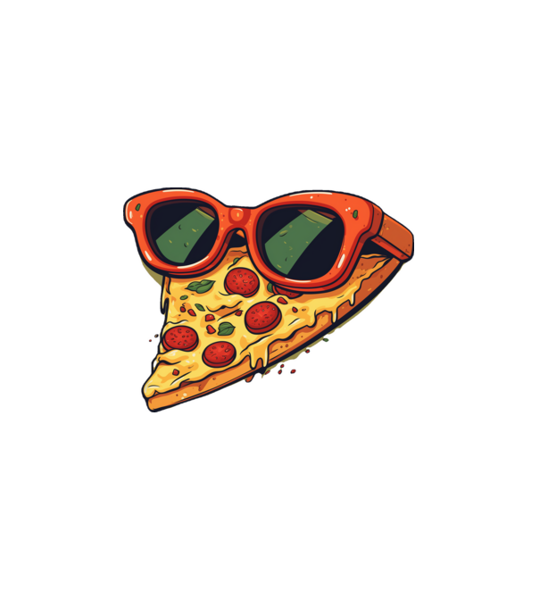 Menő Napszemcsis Pizza minta fehér pólón
