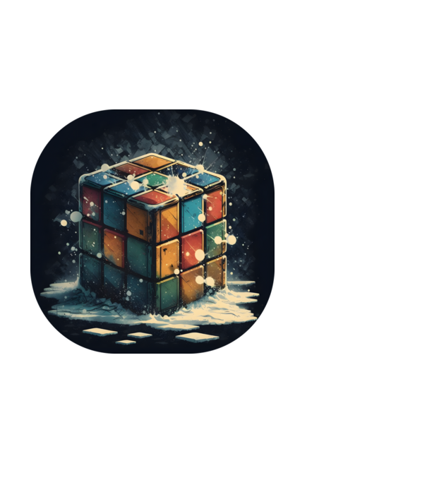 Téli Rubik Kocka minta fekete pólón
