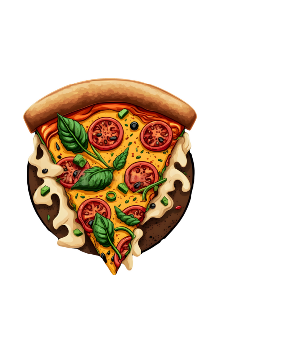 Pizza Szelet minta fekete pólón