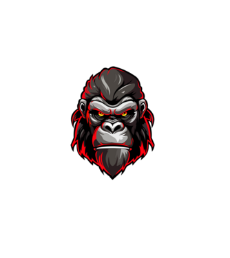 gorilla piros minta fekete pólón