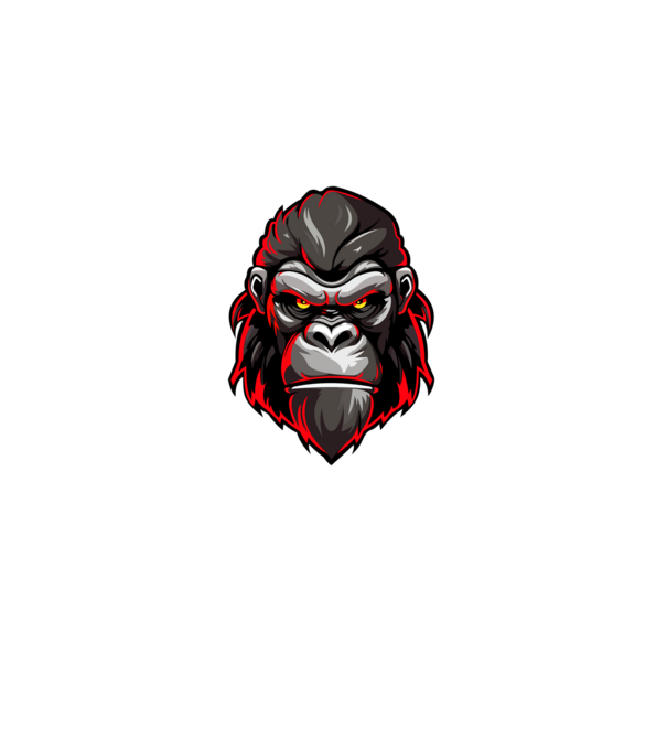 gorilla piros minta fekete pólón