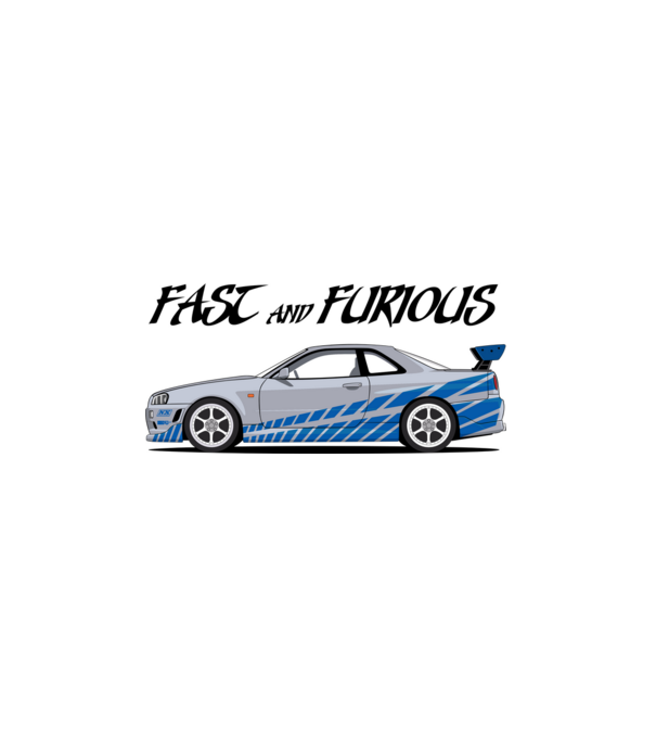 Fast and Furious Nissan Skyline minta fehér pólón