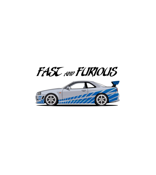 Fast and Furious Nissan Skyline minta fehér pólón