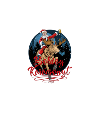 Boldog Karácsonyt! Rénszarvasos. minta fehér pólón
