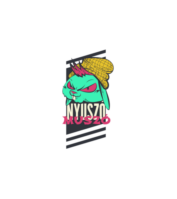 Nyuszó Muszó minta fehér pólón