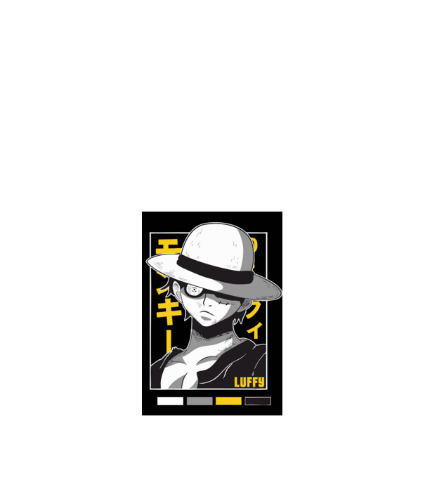 One Piece - Luffy minta narancssárga pólón