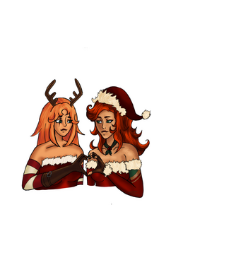 Christmas Miss Fortune & Katarina minta világoskék pólón