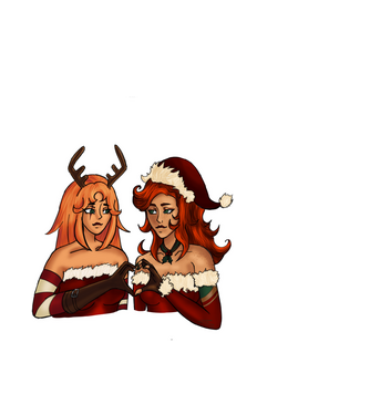 Christmas Miss Fortune & Katarina minta fehér pólón