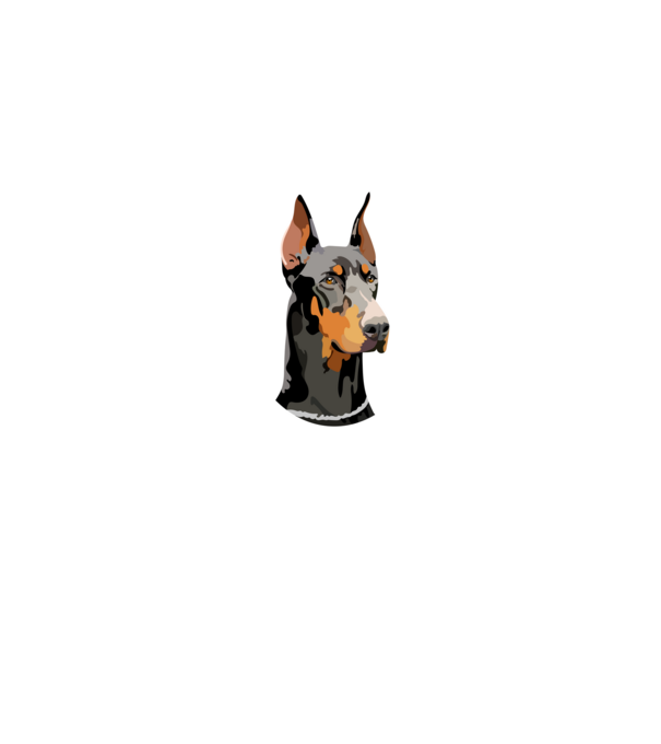 Dobermann minta farmerkék pólón
