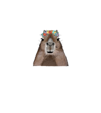 Capybara virágkoszorúval minta szürke pólón