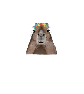 Capybara virágkoszorúval minta fehér pólón