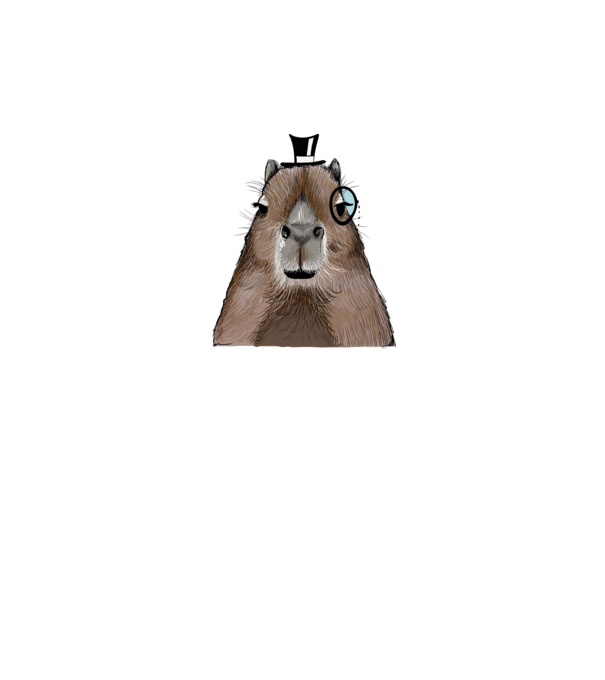 Mösziő Capybara minta fehér pólón