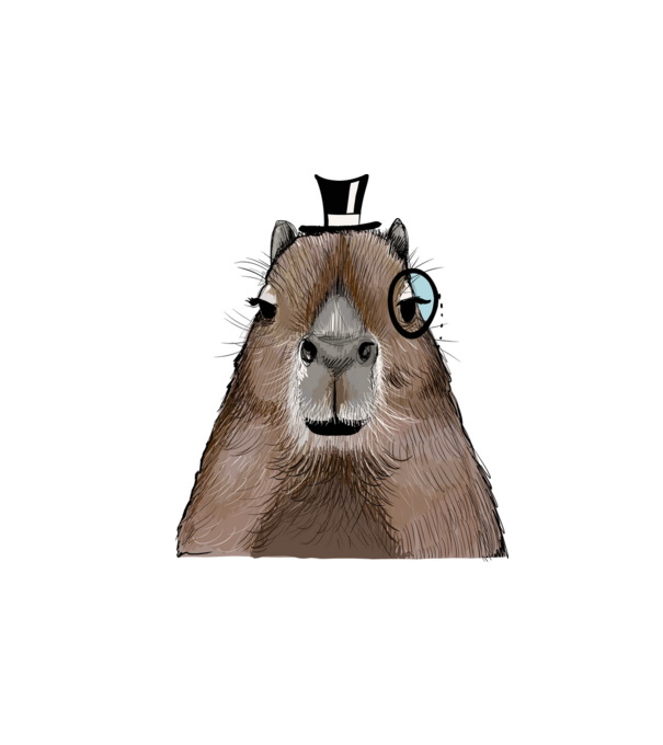 Mösziő Capybara minta fehér pólón