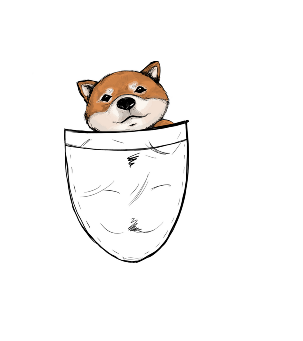 Shiba zsebminta minta világoskék pólón