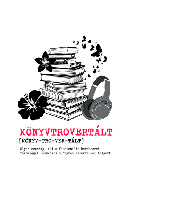 Könyvmoly + Könyvtrovertált - pink-fekete minta világoskék pólón